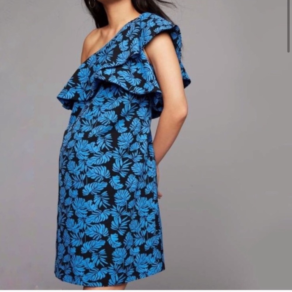 HP🎉  A Pea in the Pod Maternity One Shoulder Palm Short Dress Tropical